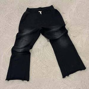 Wholesale Men's Heavyweight Cotton Jogger Sweatpants Hoodie Set Faded Acid Wash Distressed Zip Flared <b>Tracksuit</b> Plus Size Winter - Product Image 3