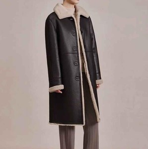 Chaqueta de cuero con cuello vuelto personalizada para mujer, transpirable, a prueba de viento, forro de poliéster, patrón sólido, manga larga, Otoño Invierno - Product Image 5