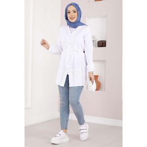 Camisa Blanca de Algodón con Detalles Acanalados y Cordones, para Mujer, con Volantes y Bordado, de Popelina, Ajustada, Talla XS/XL, Estilo Casual Coreano para Oficina, Primavera/Verano - Product Image 1