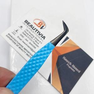 Pinzas Profesionales para Extensión de Pestañas con Punta de Fibra Redonda, Acero Sostenible, Logotipo Personalizado Grabado, Pinzas de Belleza - Product Image 4