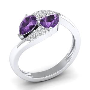 Anillos de Compromiso de Plata de Ley 925 con Moissanita, Precio de Fábrica REYES, para Mujer, con Gema de Amatista de 0.75 Quilates, Joyería de Regalo - Product Image 2