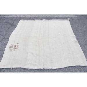 Tapis turc vintage, tapis de 5,8 x 5,7 pieds, tapis en laine persane blanc - Product Image 1