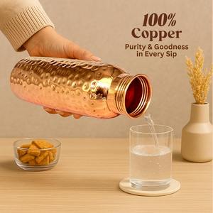 Artistic Zig Zag Line Copper <b>Bottle</b> Sleek Stylish <b>Water</b> <b>Bottle</b> Perfect for Hydration Travel Yoga Office <b>Gym</b> From India - Product Image 2