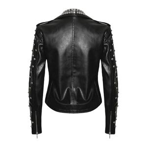 Femmes Bikers clouté PU cuir fait à la main mode ceinturé Punk-Styles Zippers vestes - Product Image 5