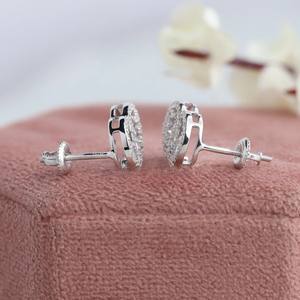 สินค้ามาใหม่ต่างหูเม็ดกลมสีทอง10K ต่างหูคริสตัลทรงกลมสวยงามสองชั้นของขวัญต่างหูเพชรแท้สำหรับผู้หญิง - Product Image 3