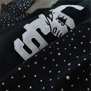 Survêtement brodé strass personnalisé Streetwear Pullover Vintage Distressed Ensemble pantalon de survêtement évasé et sweat à capuche entretenu OEM - Product Image 4