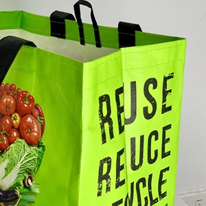Green Reusable Polypropylene Woven Shopping <b>Bag</b> with Vegetable Print <b>Medium</b> <b>Size</b> Tote for Groceries Shoulder Handle - Product Image 2
