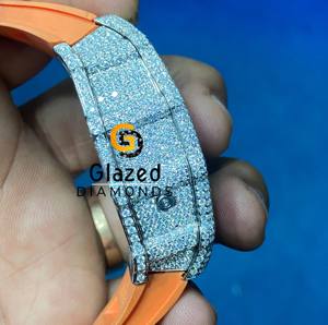 Llamativos accesorios de diamantes cultivados en laboratorio hechos con reloj de pulsera de acero inoxidable para uso regular joyería para hombres modernos - Product Image 4