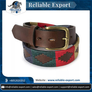 เข็มขัดโปโลเย็บด้วยมือคุณภาพสูงหนังแท้พร้อมหัวเข็มขัดทองเหลือง - Product Image 6