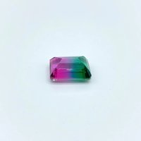 Piedra de turmalina bioquímica creada en laboratorio de 10x14 mm, corte esmeralda, cambio de color, relleno de fracturas, diseño único, gemas sueltas calibradas