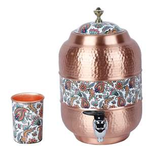 Distributeur de cuivre pur fait à la main en cuivre pur 100% avec couvercle pour le stockage de l'eau potable maison hôtel Restaurant - Product Image 2