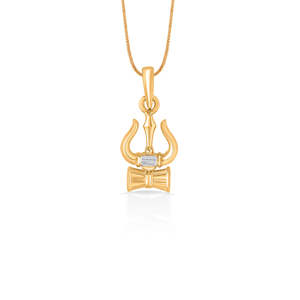 Colgante de Oro Trishul Damru para Mujer, Amuleto Religioso Fino - Product Image 2