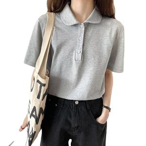 Summer 2024 New <b>Women's</b> <b>Polo</b> <b>Shirts</b> Short Sleeve Turn-down Collar Bottom Casual Loose T-<b>shirt</b> Tops Female Students - Product Image 1