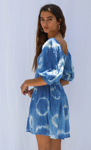 Vestido Casual Corto de Verano para Mujer, con Cuello Cuadrado, Manga Corta y Estampado Tie-Dye - Product Image 2