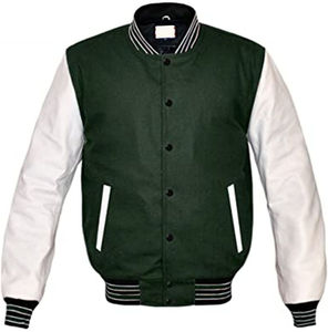 Superb Genuine <b>White</b> Leather Sleeve Letterman College Varsity Men <b>Wool</b> Custom Logo CollegeBaseballjacket for men DDP Shipping - Product Image 1