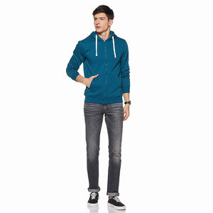 Sweat à capuche zippé délavé à l'acide pour homme sweat-shirt en polaire personnalisé de style vintage avec fermeture à glissière complète et capuche réglable - Product Image 3