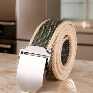 กางเกงยีนส์สุดหรูเข็มขัดหนังวัวแท้แบบถักสำหรับเล่นกอล์ฟผ้าโพลีเอสเตอร์ปรับขนาดได้ - Product Image 1