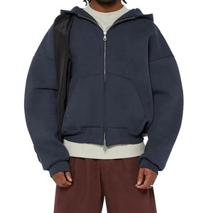 Vente en gros de sweats à capuche surdimensionnés 350 g/m² pour hommes avec fermeture éclair personnalisée 100% coton style streetwear pour l'hiver - Product Image 1