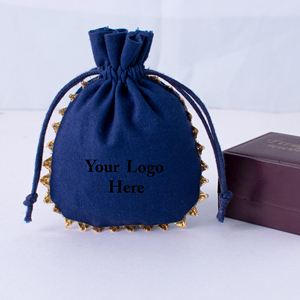 Contenedor de joyería de algodón azul de alta calidad de diseñador, bolsa de anillo con cordón hecha a mano, bolsa de regalo de gasa al por mayor - Product Image 2