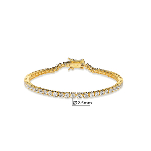 Bracelet tennis classique en or jaune 2,5 mm, serti de diamants ronds, unisexe, pour usage quotidien, en argent sterling 925, fabrication turque - Product Image 5
