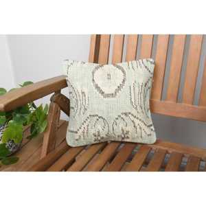 Luxe 18x18 Beige Kilim Patchwork Laine Oreiller 12x12 Pouces Rustique Imprimé Floral Coussin pour Literie Plancher Portable Tissé - Product Image 1