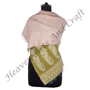 SC1017 Vintage Kantha Work Cotton Handmade <b>Scarf</b> Trendy Design Girls Allover Hand Stitched Plain Style <b>Long</b> Length - Product Image 5