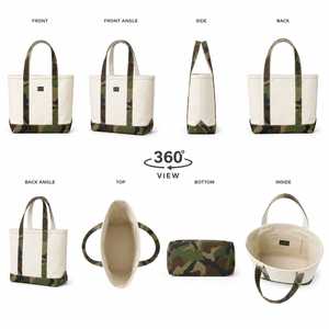 <b>Canvas</b> <b>Tote</b> Bag with Handles and Bottom Panelled Design Zipper Closure All Seasons for Daily Use - Product Image 2