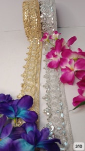 Lacets brodés à la main élégants sur mesure paillettes zari perle ou embellissements miroir donnant un aspect luxueux au vêtement - Product Image 3