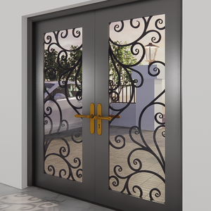 Puertas exteriores de hierro forjado con vidrio decorativo, construcción de acero segura, diseño elegante para puertas de entrada frontal y casas - Product Image 3
