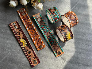 Nueva llegada Venta caliente occidental elegante hecho a mano pintado cuero mecanizado mano brazalete pulseras Unisex uso diario accesorio de moda - Product Image 6