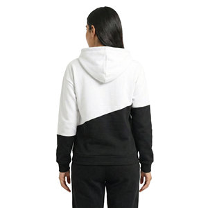 Sweat à capuche à panneaux diagonaux pour femmes, design personnalisé, couleur contrastée, streetwear tendance, épaules tombantes, manches longues, décontracté, en coton lourd - Product Image 3
