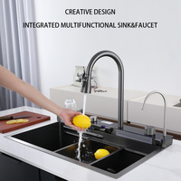 NOUVEAU Éviers de cuisine intelligents de luxe Évier multifonction en acier inoxydable 304 Évier de cuisine moderne à cascade et affichage numérique à DEL