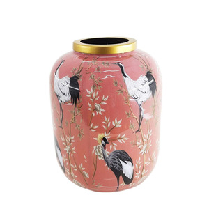 Décoration de table Vase à fleurs en métal et fer autocollant émail laiton couleur or Vases en métal de style moderne de grande taille en vrac - Product Image 5