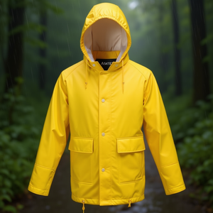ASATEX Yellow PU Rain Jacket Lightweight and Durable <b>Raincoats</b> - Product Image 3