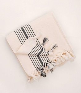 Toalla de baño Hammam Peshtemal de estilo turco 90x180cm 350gr Muselina absorbente Algodón Color negro natural Hecho en Turquía para el verano - Product Image 2