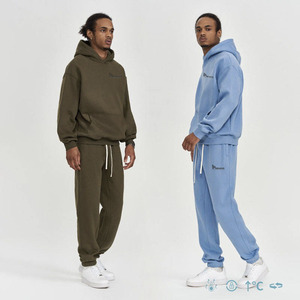 Top Premium Vente en gros ODM Fabricant Hommes 350g Laine Coton Polyester Logo Personnalisé Sports Gym Respirant Hommes Survêtement - Product Image 1