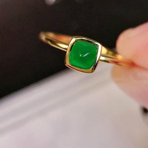 Anillo de oro de 14 quilates de moda para mujer, piedra Esmeralda zambiana Natural, fiesta, aniversario, piedra natal, celebración, boda y compromiso - Product Image 6