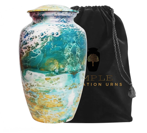 Elegant Meena Coated Aluminum Cremation <b>Urns</b> Ocean Engraving Cremation <b>Urns</b> <b>Large</b> & Keepsake cremation <b>urn</b> for human ashes - Product Image 3