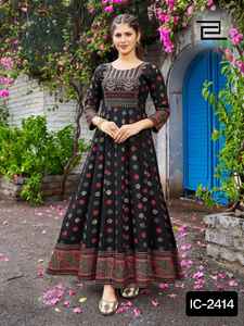 Kurtis en rayonne ethnique indienne avec belle broderie et grande taille disponible pour les femmes Ensemble Kurtis en rayonne à bas prix - Product Image 4