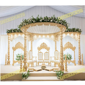 Maharani Palacio de Boda Salón Interior Mandap Decoración Más Bonito de Fibra de Vidrio Boda Mandap Trendy FRP Golden Wedding Mandap - Product Image 5