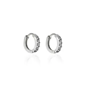 Boucles d'oreilles créoles en argent sterling 925 pour femmes, bijoux en cristal intriguants avec pierres CZ - Product Image 3