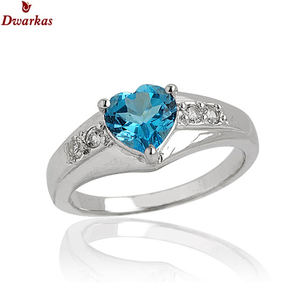 Bagues Hottes en argent sterling 925 avec pierre en topaze bleue en forme de cœur pour femmes, bagues cadeaux de la Saint-Valentin, fabricant en gros - Product Image 4