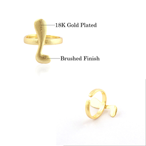 Anillo de joyería minimalista, forma elegante, metal liso, acabado cepillado, textura, anillo ajustable, latón macizo, anillos unisex chapados en oro de 18 quilates - Product Image 2