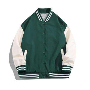 Personalizado de gran tamaño ocio personalizado parche bordado manga de cuero béisbol Letterman de talla grande suéter abrigo Varsity chaqueta para hombres - Product Image 1