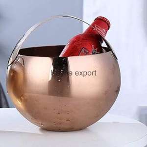 Seau à champagne en acier inoxydable poli miroir martelé, nouveau design, pour les fêtes à domicile et les comptoirs de bar, outils de décoration, seau à glace - Product Image 4