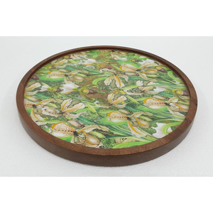 Platos para servir de forma redonda de madera de nuevo diseño, calcomanía esmaltada acabada para el hogar y hoteles, platos de mesa y platos hechos a mano - Product Image 3
