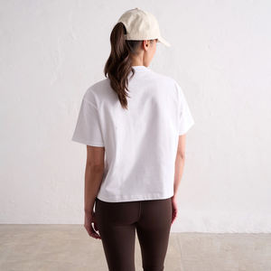 Premium 100% coton femmes T-shirt court surdimensionné épaule tombante Boxy plaine Logo personnalisé Streetwear Tee Top OEM usine fournisseur - Product Image 2