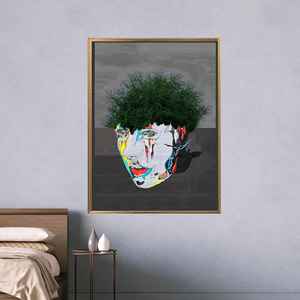 Impresionante lienzo con estampado de grafiti para decoración moderna, con marco dorado - Product Image 1