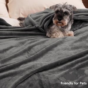Bán buôn cao cấp bền sang trọng giá rẻ flannel chăn thoải mái Polyester mềm tối màu xám ném Chăn cho khách sạn nhà du lịch - Product Image 3