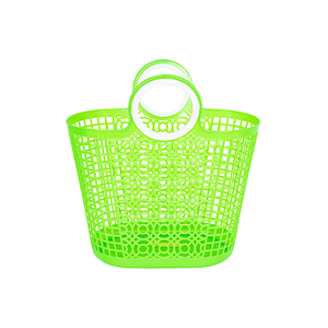 Flexible <b>Plastic</b> Shopping Basket with Round Handles Hollow Mesh Toter <b>Tote</b> Bag Organizer for Kitchen Market Grocery Supermarket - Product Image 3